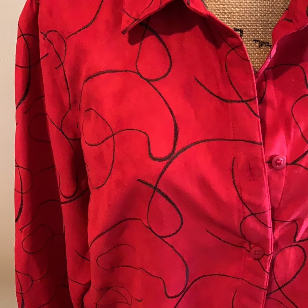Sag Harbor Large Red Button Down Blouse Euc - image 3